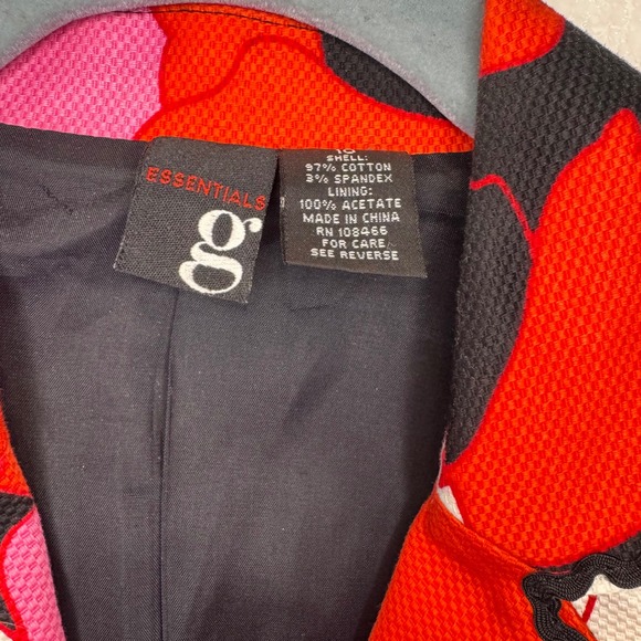 G Essentials Women's Floral Print Blazer‎ Jacket Red Pink Black - Picture 3 of 9